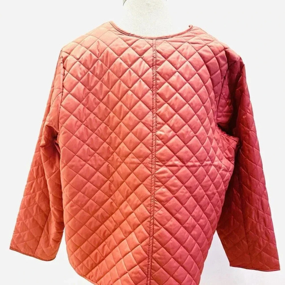 NWT CROFT & BARROW Women Button Down Quilted Orange Jacket Lightweight 1X - Picture 8 of 13